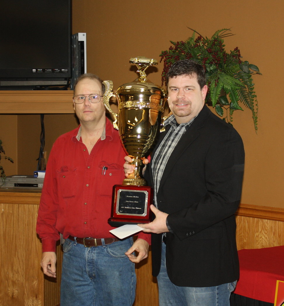Riley Hickman, seen here at last year's awards ceremony with SAS owner Matt Wagner, is close to another title.