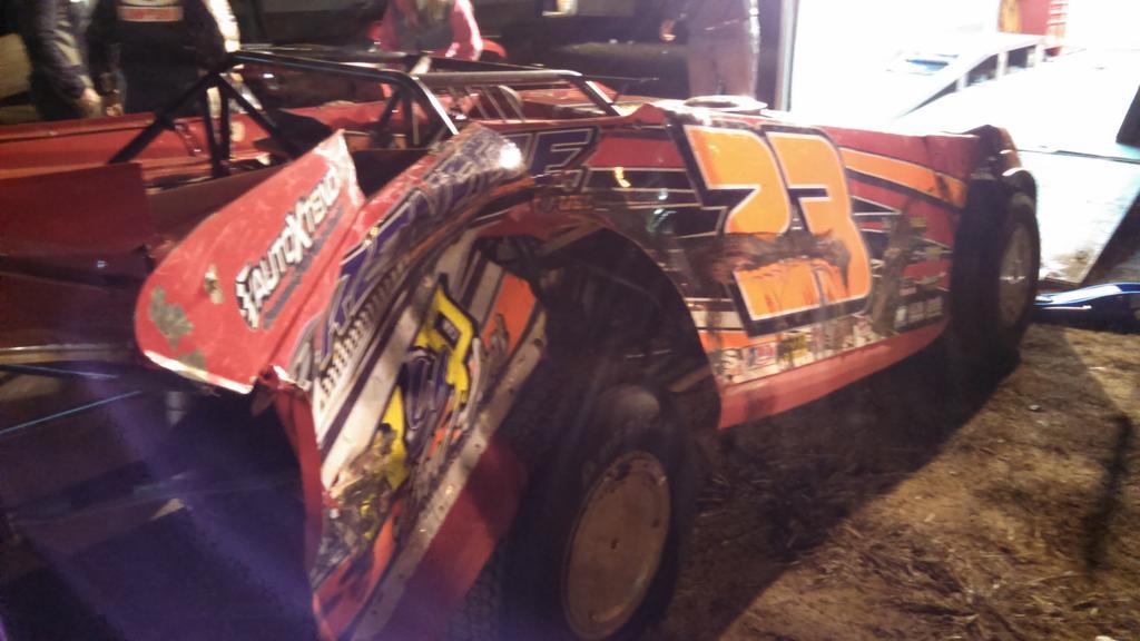 Right side damage on Cory Hedgecock's car.