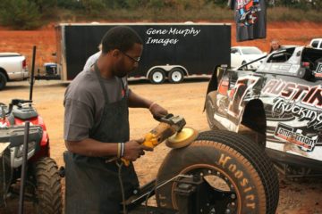 Carvin preparing tires for one of Hickman's cars