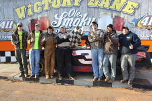 Jeff McLemore and his crew in victory lane after the Street Stock feature. 
