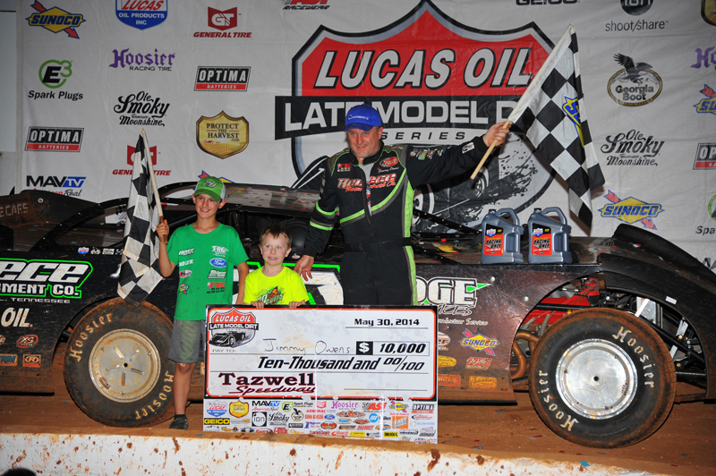 Owens in Victory Lane at the Taz.