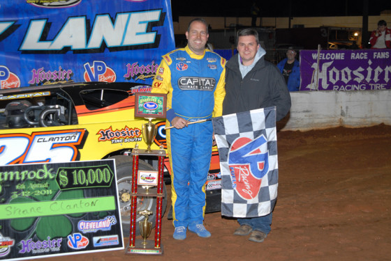Marshall Green celebrating a victory with driver Shane Clanton