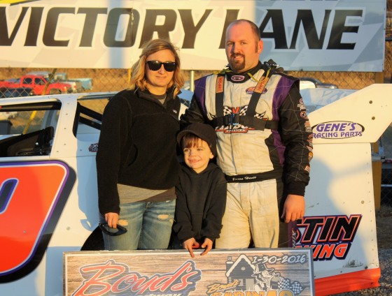 Hiett in the Boyd's victory lane with his family
