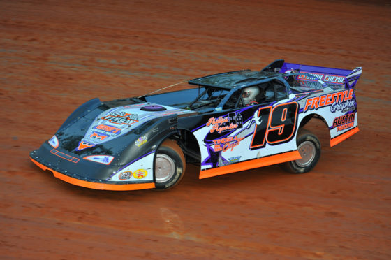 John Ownbey led all the way in the Crate Late Model feature at Crossville 