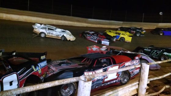 Numerous cars were involved in an early race incident in the Sportsman feature